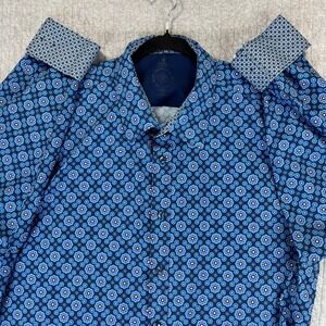 Construct Geometric performance dress shirt Men XXL Long‎ Sleeve  4 Way Stretch